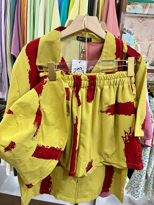 DOUBLE D Contrast Graffity Print Co-Ord Set with Bucket Cap